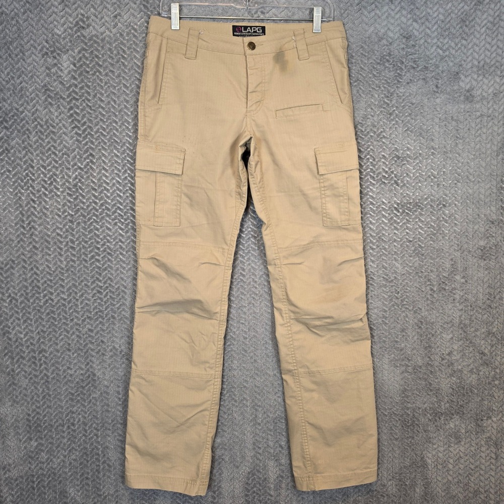 LAPG Womens Stretch Ops Tactical Pants Khaki Ripstop Cargo PT-WS2001 Size 6 Long